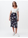 Jimmy Key Navy Blue Normal Waist Floral Patterned Midi Skirt