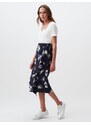 Jimmy Key Navy Blue Normal Waist Floral Patterned Midi Skirt