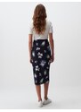 Jimmy Key Navy Blue Normal Waist Floral Patterned Midi Skirt