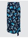 Jimmy Key Navy Blue Normal Waist Floral Patterned Midi Skirt