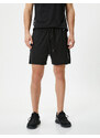 Koton Sports Shorts Lace-Up Waist Slogan Printed With Pocket.