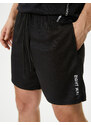 Koton Sports Shorts Lace-Up Waist Slogan Printed With Pocket.