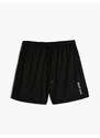 Koton Sports Shorts Lace-Up Waist Slogan Printed With Pocket.