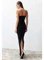 Trendyol Black Body-Sitting Woven Long Evening Dress