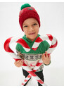 Koton Hooded Sweatshirt Christmas Themed Patterned Woven Detailed