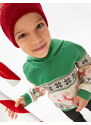 Koton Hooded Sweatshirt Christmas Themed Patterned Woven Detailed