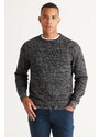 ALTINYILDIZ CLASSICS Men's Black-gray Standard Fit Normal Cut Crew Neck Rice Knit Patterned Knitwear