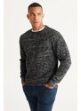 ALTINYILDIZ CLASSICS Men's Black-gray Standard Fit Normal Cut Crew Neck Rice Knit Patterned Knitwear