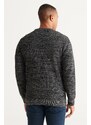 ALTINYILDIZ CLASSICS Men's Black-gray Standard Fit Normal Cut Crew Neck Rice Knit Patterned Knitwear