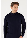 AC&Co / Altınyıldız Classics Men's Navy Blue Anti-Pilling Standard Fit Normal Cut Half Turtleneck Knitwear Sweater.