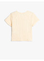 Koton Crop T-Shirt Tropical Printed Short Sleeve Crew Neck Cotton