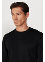 ALTINYILDIZ CLASSICS Men's Black Standard Fit Normal Cut, Crew Neck Knitwear Sweater.