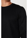 ALTINYILDIZ CLASSICS Men's Black Standard Fit Normal Cut, Crew Neck Knitwear Sweater.