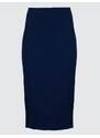 Jimmy Key Navy Blue Normal Waist Elegant Straight Midi Skirt