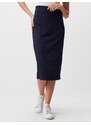 Jimmy Key Navy Blue Normal Waist Elegant Straight Midi Skirt