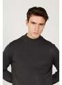 ALTINYILDIZ CLASSICS Men's Anthracite Anti-Pilling Anti-Pilling Standard Fit Half Turtleneck Knitwear Sweater