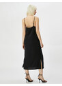 Koton Midi Dress with Thin Straps and Slit Detailed.