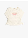 Koton T-Shirt Motto Printed Ribbed Short Sleeve Cotton