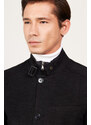 ALTINYILDIZ CLASSICS Men's Black Standard Fit Regular Fit High Neck Cotton Overcoat