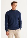 AC&Co / Altınyıldız Classics Men's Indigo Standard Fit Half Turtleneck Cotton Patterned Knitwear Sweater