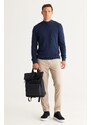 AC&Co / Altınyıldız Classics Men's Indigo Standard Fit Half Turtleneck Cotton Patterned Knitwear Sweater