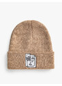 Koton Basic Knit Beanie with Embroidered Fold Detail.