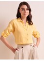 Jimmy Key Yellow Straight Cut Basic Linen Shirt