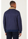 AC&Co / Altınyıldız Classics Men's Navy Blue Standard Fit Normal Cut Shirt Collar Suede Look Coat