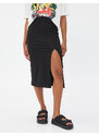 Koton Pencil Midi Skirt with a slit Elastic Waist