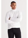 ALTINYILDIZ CLASSICS Men's Ecru Standard Fit Regular Cut Full Turtleneck Knitwear Sweater.