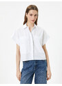 Koton Short Sleeve Poplin Shirt Cuff Collar Pocket Buttoned Cotton