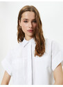 Koton Short Sleeve Poplin Shirt Cuff Collar Pocket Buttoned Cotton