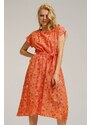 armonika Women's Orange Elastic Tie Waist Dress
