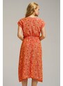 armonika Women's Orange Elastic Tie Waist Dress