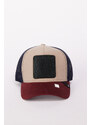 AC&Co / Altınyıldız Classics Men's Claret Red-Navy Blue 100% Cotton Color Block Hat with Changeable Stickers