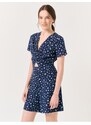 Jimmy Key Floral Print Short Jumpsuit with Short Sleeves, Navy Blue