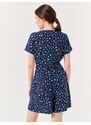 Jimmy Key Floral Print Short Jumpsuit with Short Sleeves, Navy Blue