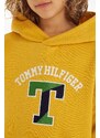 Dětská mikina Tommy Hilfiger žlutá barva, s kapucí, s aplikací