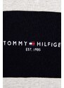 Dětská bavlněná mikina Tommy Hilfiger šedá barva, s kapucí, vzorovaná