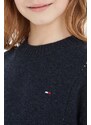 Dětský vlněný svetr Tommy Hilfiger tmavomodrá barva