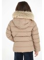 Dětská péřová bunda Tommy Hilfiger béžová barva