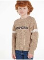 Dětský svetr Tommy Hilfiger béžová barva, lehký