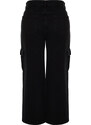 Trendyol Curve Black Cargo Pocket High Waist Wide Cut Jeans