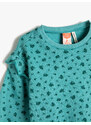 Koton Ruffled Sweatshirt With Floral Long Sleeve Crew Neck Cotton