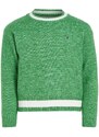 Dětský svetr s příměsí vlny Tommy Hilfiger zelená barva, hřejivý