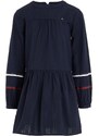 Dětské bavlněné šaty Tommy Hilfiger tmavomodrá barva, mini