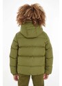 Dětská péřová bunda Tommy Hilfiger zelená barva