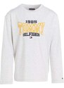 Dětská bavlněná košile s dlouhým rukávem Tommy Hilfiger šedá barva, s potiskem