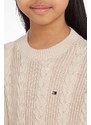 Dětský bavlněný svetr Tommy Hilfiger béžová barva, lehký