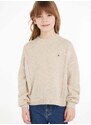 Dětský vlněný svetr Tommy Hilfiger béžová barva